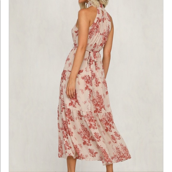 ✨SOLD✨ NWT Petal & Pup High Neck Tiered Floral Midi Dress in Dusty Pink - 4 - Picture 2 of 7